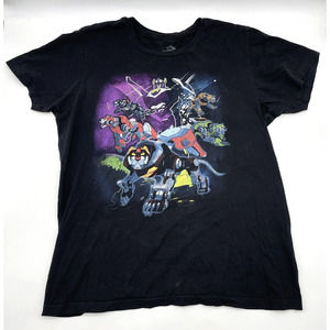 2017 Voltron Legendary Defender Black Distressed Graphic T-Shirt Size L - FLAWED